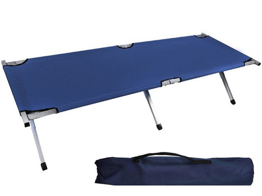 Pat campanie idealStore cu husa de transport, robust, stabil, pliabil, confortabil si usor de transportat, culoare albastru