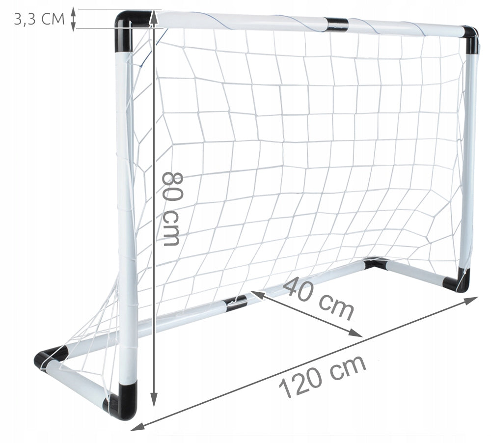 Set de Fotbal FootBall Game idealStore, Poarta Pliabila, Plasa Rezistenta, 4 Carlige de Prindere, Minge, Pompa Inclusa, Dezvolta Abilitati Motorii, Exercita Acuratetea
