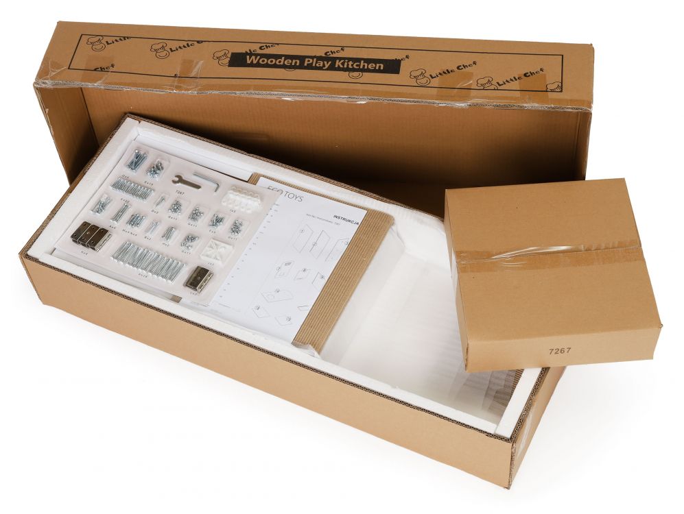 Bucatarie din Lemn idealStore WhiteLux, Dotata cu Aragaz Pentru Copii, Chiuveta Frigider, Dozator de Apa, Cuptor cu Microunde Dezvolta Abilitatile Manuale, Imaginatia, Creativitatea, Design Realistic