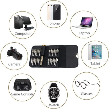 Set Surubelnite de Precizie idealStore 25 in 1, cu Surubelnite Torx, Phillips, Slotted, Pentalobe, Triangle, Triwing, Point, pentru Reparatii Smartphone, Tableta, PC, Laptop si Camera, Varfuri Magnetice