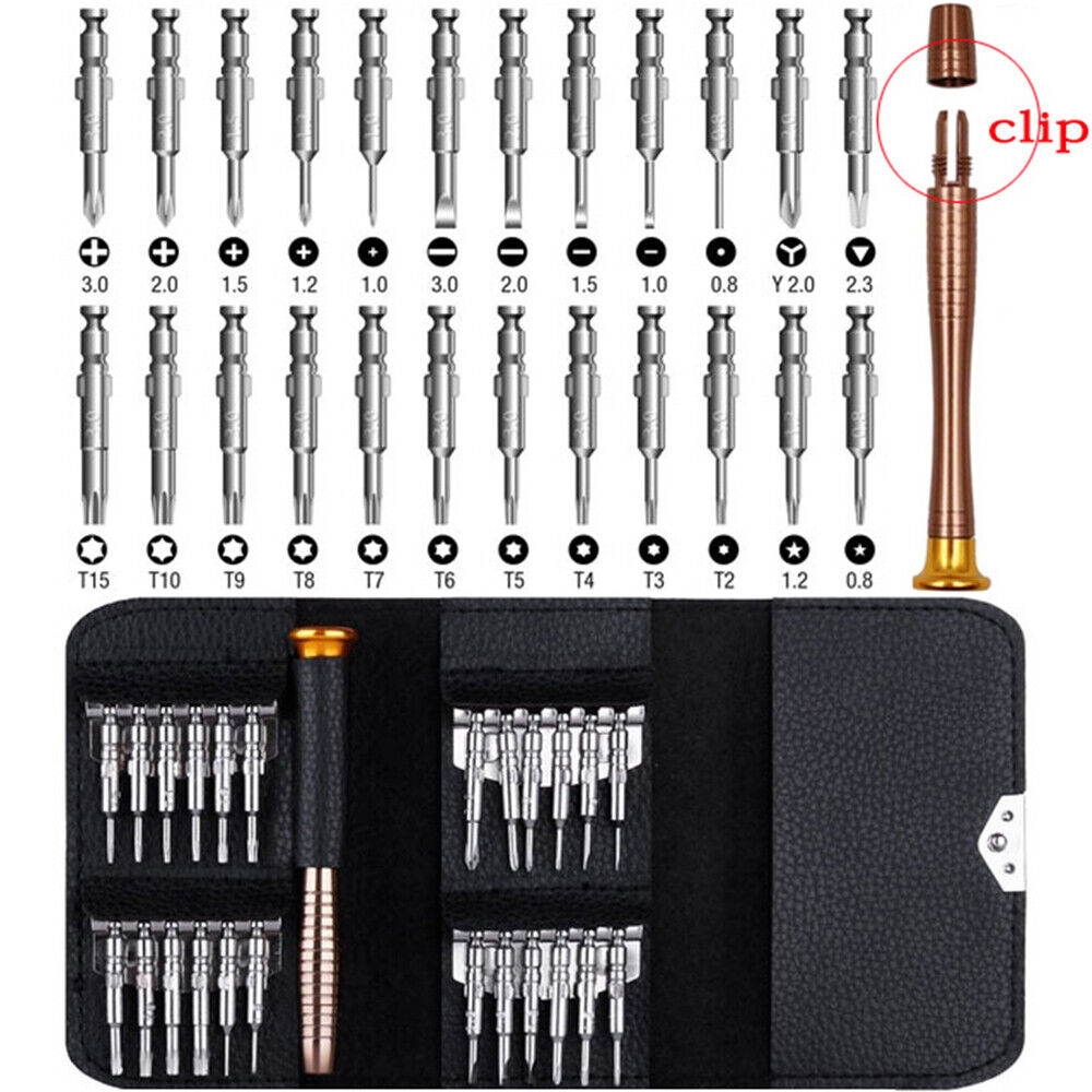 Set Surubelnite de Precizie idealStore 25 in 1, cu Surubelnite Torx, Phillips, Slotted, Pentalobe, Triangle, Triwing, Point, pentru Reparatii Smartphone, Tableta, PC, Laptop si Camera, Varfuri Magnetice