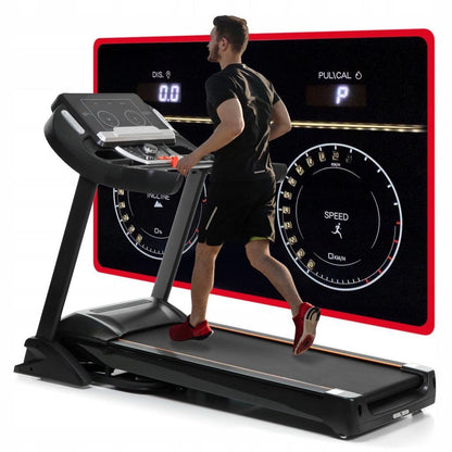 Banda De Alegart Electrica BodySprint idealStore, Motor 5.5 CP, 12 Programe de Antrenament Memorate, 1 Program Manual, Functie FAT, Senzor Masurarea Pulsului, Ecran LCD, Reglare Electrica a Inclinatiei, Viteza Max 22km/h, Capacitate Max 160Kg, Pliabila