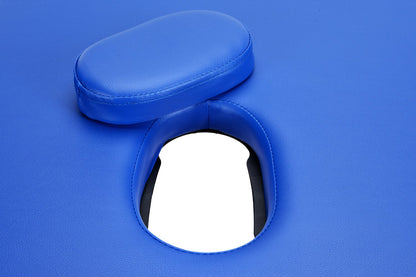 Masa de masaj Pliabila idealSTORE BLUE, Inaltime reglabila, Include geanta de transport, Cotiera, Tetiera, Sarcina MAX 250 KG