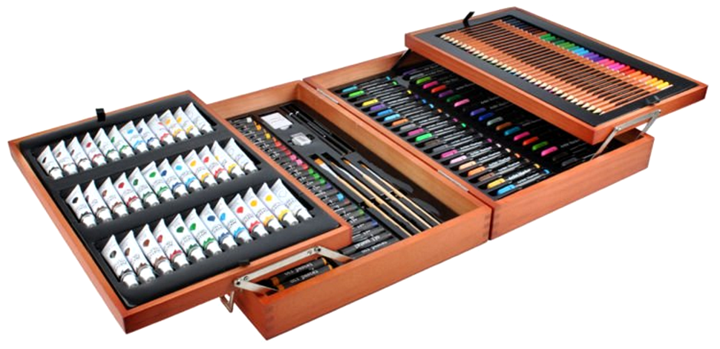 Set Desen VISUAL ARTIST IdealStore, 44,5 x 31 x 9,6 cm 174 articole, contine valiza organizatoare din lemn cadou