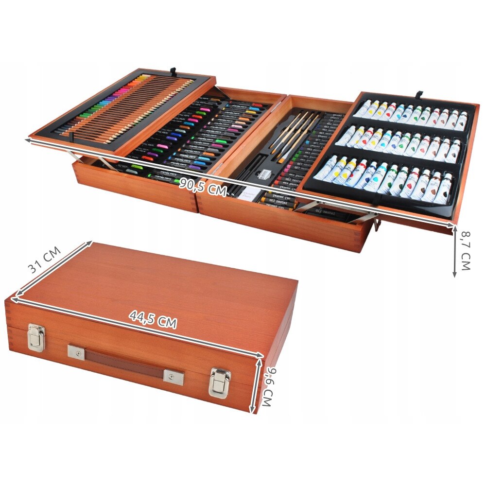 Set Desen VISUAL ARTIST IdealStore, 44,5 x 31 x 9,6 cm 174 articole, contine valiza organizatoare din lemn cadou