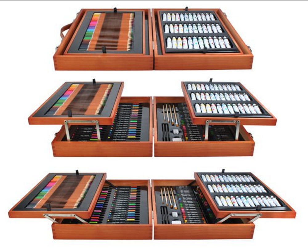 Set Desen VISUAL ARTIST IdealStore, 44,5 x 31 x 9,6 cm 174 articole, contine valiza organizatoare din lemn cadou