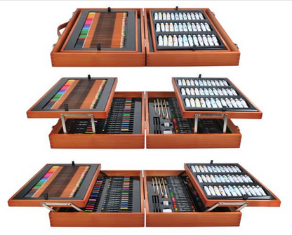 Set Desen VISUAL ARTIST IdealStore, 44,5 x 31 x 9,6 cm 174 articole, contine valiza organizatoare din lemn cadou