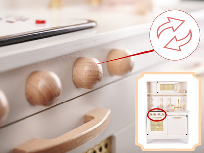 Bucatarie din lemn Natural Multifunctionala Smart Kitchen idealSTORE, Material MDF, Dimensiuni 100 x 29 x 68 cm, Echipata cu Efecte luminoase si Sonore, Utilata cu Robinet cu Butonae, Chiuveta, Cuptor cu Grila, Oale, Tigai, Spatula, Vopsea Non-Toxica