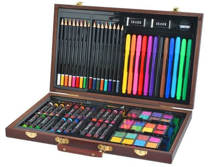 Set pentru Pictura si Desen ARTIST PICTOR IdealStore Dimensiuni 37 x 22,8 x 4,5 cm, Contine 81 de piese si o trusa organizare din lemn, pentru a incepe o aventura artistica, potrivita atat pentru incepatori cat si pentru artistii avansati