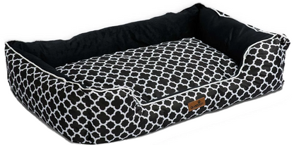 Pat pentru caine-pisica IdealSTORE, Dimensiunile tarcului 100x70cm, 25 de cm inaltimea marginii, Rezistent la zgarieturi, alb-negru