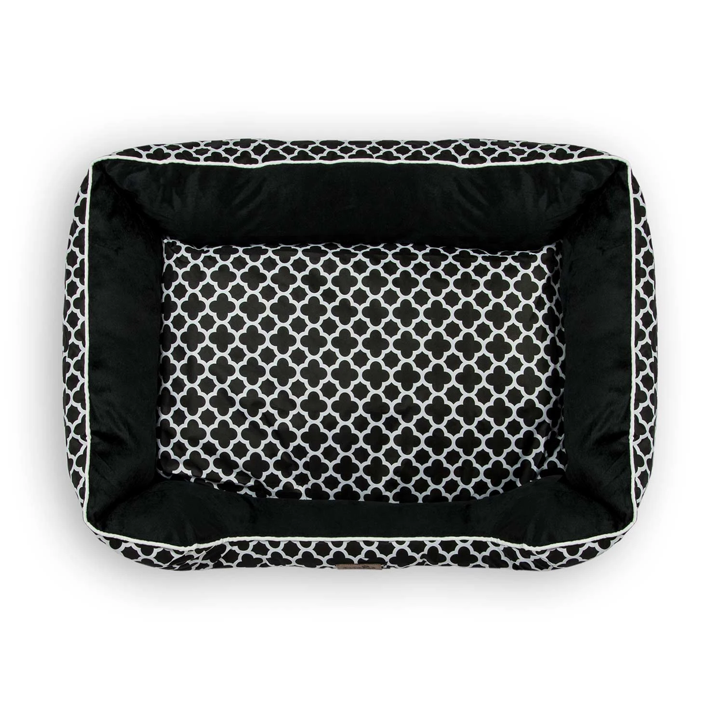 Pat pentru caine-pisica IdealSTORE, Dimensiunile tarcului 100x70cm, 25 de cm inaltimea marginii, Rezistent la zgarieturi, alb-negru