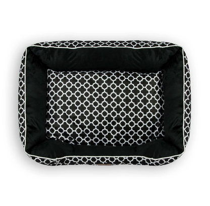 Pat pentru caine-pisica IdealSTORE, Dimensiunile tarcului 100x70cm, 25 de cm inaltimea marginii, Rezistent la zgarieturi, alb-negru