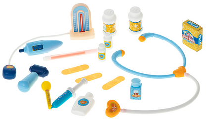 Trusa Medicala idealStore Rescue Doctor, Contine toate intrumentele de Prim Ajutor, Medicamente, Ustensile pentru Pediatrie si Ortopedie, Recipiente, Etichete Autocolante, 34 componente, stil Valiza