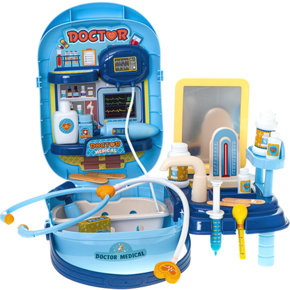 Trusa Medicala idealStore Rescue Doctor, Contine toate intrumentele de Prim Ajutor, Medicamente, Ustensile pentru Pediatrie si Ortopedie, Recipiente, Etichete Autocolante, 34 componente, stil Valiza