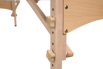 Masa de masaj pliabila idealSTORE, 4 segmente, Inaltime reglabila 59-85 cm, Piele ecologica moale, 2 cotiere laterale, Cotiera in fata, Structura din lemn, Sarcina 250 KG, Rezistenta la uleiuri si apa, Include geanta de transport cadou