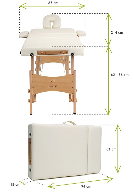 Masa de masaj pliabila idealSTORE, 4 segmente, Inaltime reglabila 59-85 cm, Piele ecologica moale, 2 cotiere laterale, Cotiera in fata, Structura din lemn, Sarcina 250 KG, Rezistenta la uleiuri si apa, Include geanta de transport cadou