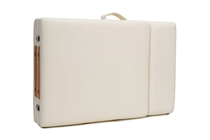 Masa de masaj pliabila idealSTORE, 4 segmente, Inaltime reglabila 59-85 cm, Piele ecologica moale, 2 cotiere laterale, Cotiera in fata, Structura din lemn, Sarcina 250 KG, Rezistenta la uleiuri si apa, Include geanta de transport cadou