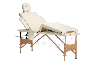 Masa de masaj pliabila idealSTORE, 4 segmente, Inaltime reglabila 59-85 cm, Piele ecologica moale, 2 cotiere laterale, Cotiera in fata, Structura din lemn, Sarcina 250 KG, Rezistenta la uleiuri si apa, Include geanta de transport cadou
