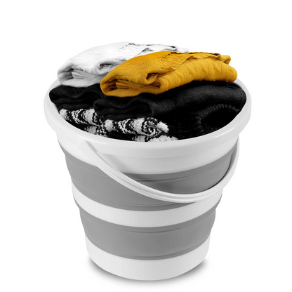 Cos de rufe idealSTORE stil Galeata, Pliabil, cu Maner si Capac, Utilizare Universala, Asamblare Simpla si Intuitiva, Constructie Solida, Capacitate maxima 10 litri, Usor de Depozitat