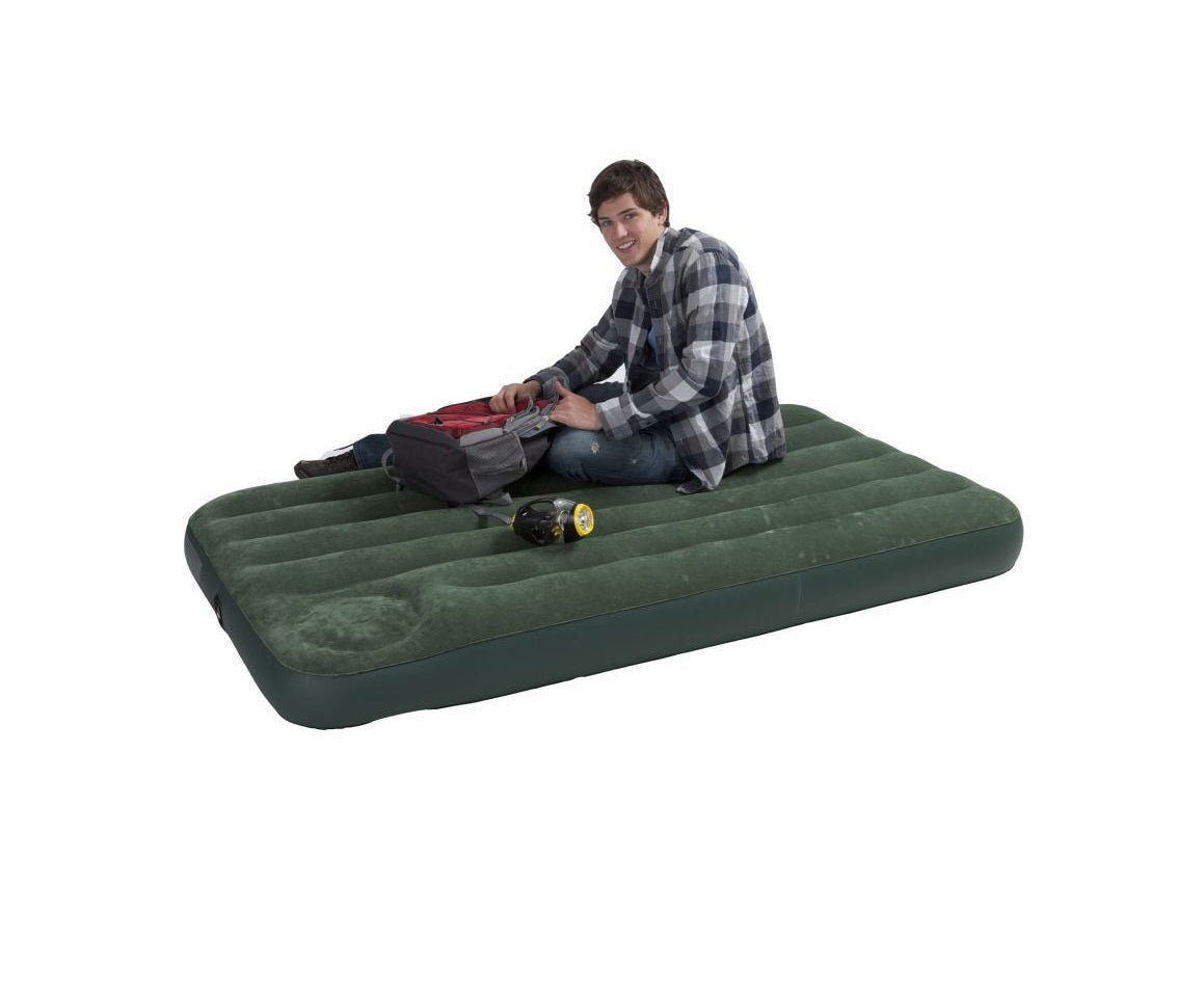 Saltea Gonflabila cu Kit de Reparatie IDL SLEEP WELL pentru 2 PERSOANE, Dimensiuni 203 x 152 x 22 cm, Accesorizata cu Pompa de Picior, Fabricata din material rezistent din PVC, IMPERMEABIL, acoperit cu catifea care va imbunatati calitatea somnului