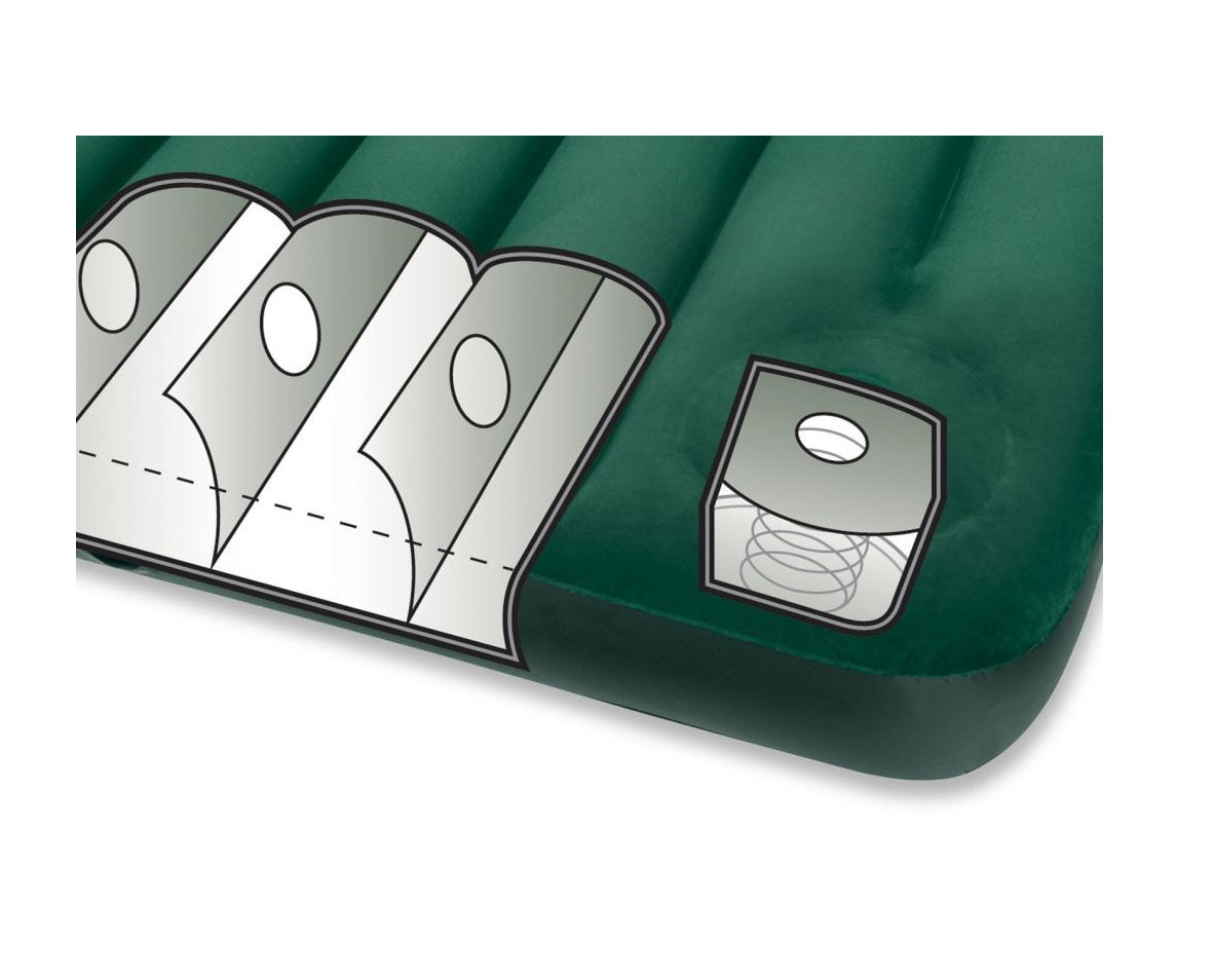 Saltea Gonflabila cu Kit de Reparatie IDL SLEEP WELL pentru 2 PERSOANE, Dimensiuni 203 x 152 x 22 cm, Accesorizata cu Pompa de Picior, Fabricata din material rezistent din PVC, IMPERMEABIL, acoperit cu catifea care va imbunatati calitatea somnului