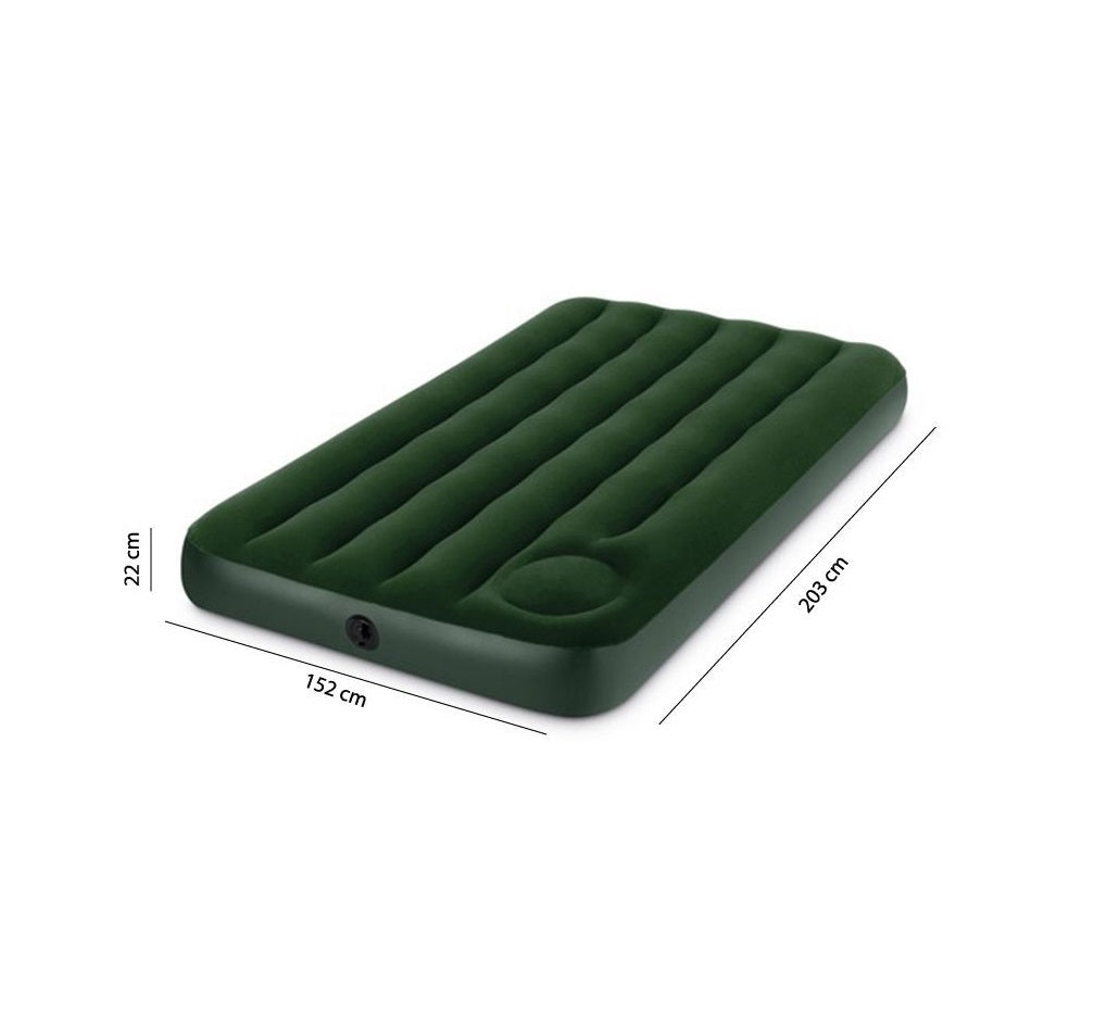 Saltea Gonflabila cu Kit de Reparatie IDL SLEEP WELL pentru 2 PERSOANE, Dimensiuni 203 x 152 x 22 cm, Accesorizata cu Pompa de Picior, Fabricata din material rezistent din PVC, IMPERMEABIL, acoperit cu catifea care va imbunatati calitatea somnului
