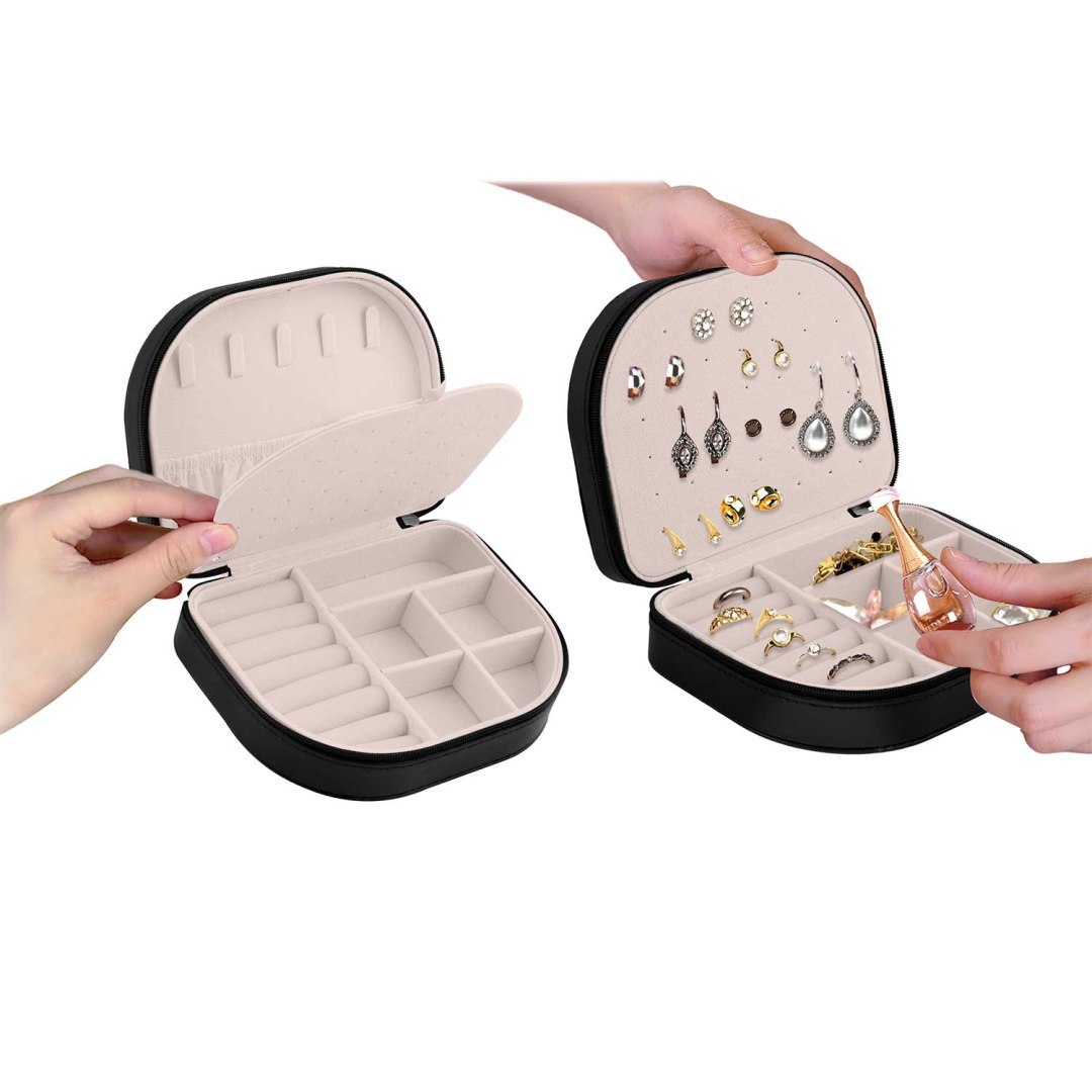 Cutie de Bijuterii idealSTORE, Incuietoare Puternica, Piele Ecologica, Materiale Premium, Umerase pentru Coliere, Spatii pentru Cercei si Inele, Extrem de Incapatoare, Rafinata, Neagra