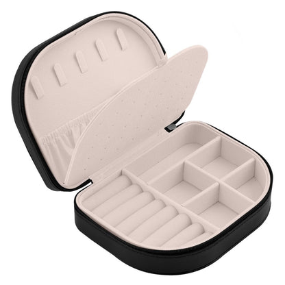 Cutie de Bijuterii idealSTORE, Incuietoare Puternica, Piele Ecologica, Materiale Premium, Umerase pentru Coliere, Spatii pentru Cercei si Inele, Extrem de Incapatoare, Rafinata, Neagra