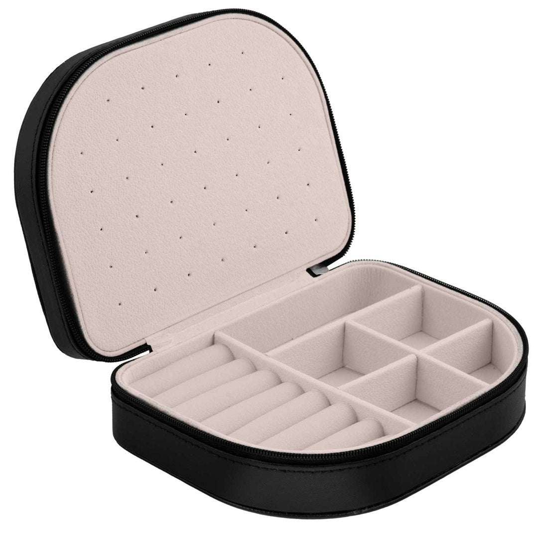 Cutie de Bijuterii idealSTORE, Incuietoare Puternica, Piele Ecologica, Materiale Premium, Umerase pentru Coliere, Spatii pentru Cercei si Inele, Extrem de Incapatoare, Rafinata, Neagra