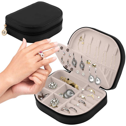 Cutie de Bijuterii idealSTORE, Incuietoare Puternica, Piele Ecologica, Materiale Premium, Umerase pentru Coliere, Spatii pentru Cercei si Inele, Extrem de Incapatoare, Rafinata, Neagra