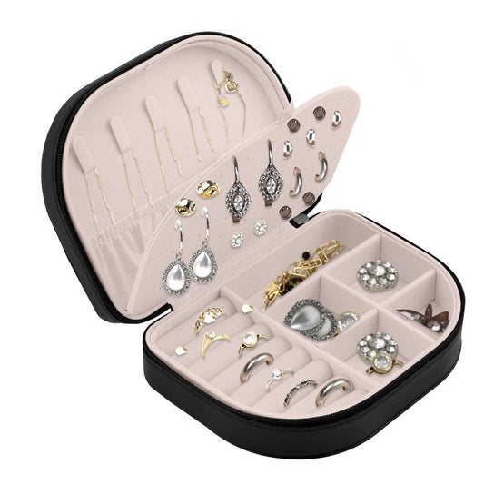 Cutie de Bijuterii idealSTORE, Incuietoare Puternica, Piele Ecologica, Materiale Premium, Umerase pentru Coliere, Spatii pentru Cercei si Inele, Extrem de Incapatoare, Rafinata, Neagra