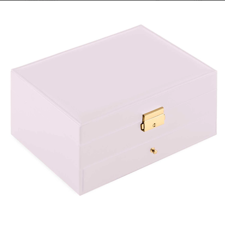 Cutie de Bijuterii idealSTORE, Dimensiuni 23 x 17 x 10,7 cm, Include Oglinda, Incuietoare, Organizator pe 2 nivele, Spatiu pentru inele, Cercei, Umerase pentru Colier, Piele Ecologica, Rezistenta la Socuri, Transport, Design Rafinat