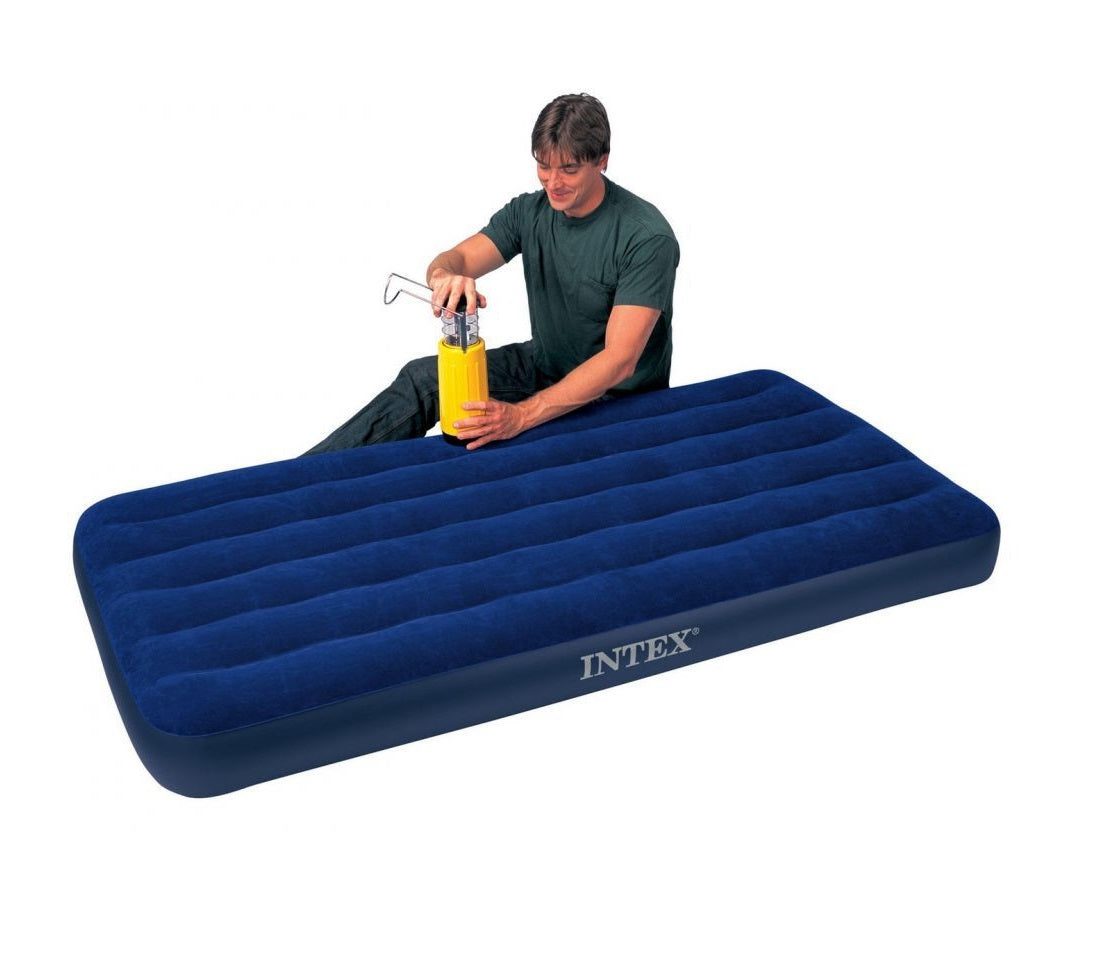 Saltea Gonflabila PREMIUM IDL DREAM WELL, Ideala pentru confortul unei singure persoane, Dimensiuni 191 x 99 x 22 cm, Design in tonuri albastre placute, Fabricata din PVC, IMPERMEABIL, acoperit cu catifea care va imbunatati calitatea somnului