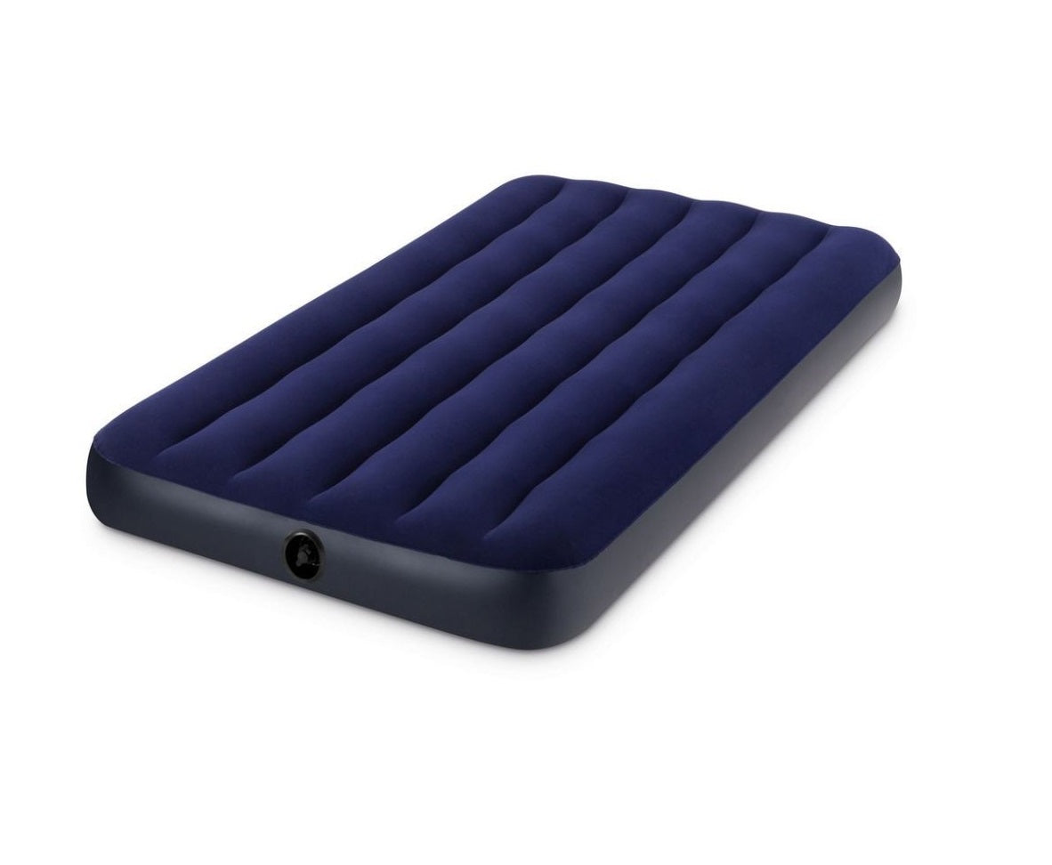 Saltea Gonflabila PREMIUM IDL DREAM WELL, Ideala pentru confortul unei singure persoane, Dimensiuni 191 x 99 x 22 cm, Design in tonuri albastre placute, Fabricata din PVC, IMPERMEABIL, acoperit cu catifea care va imbunatati calitatea somnului