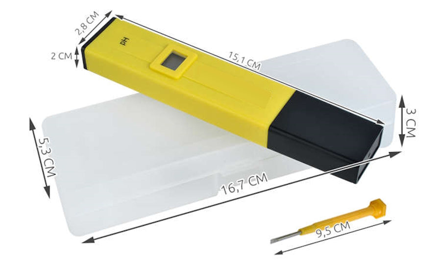 Tester Electronic PH apa idealStore, sistem Automatic Temperature Compensation, Rezultat Imediat, Gama Larga de Aplicatii inclusiv Acvarii si Piscine, include Baterii, Reactivi si Cutie de Depozitare