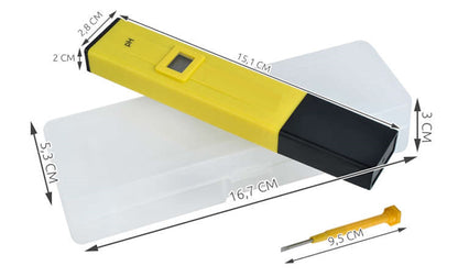 Tester Electronic PH apa idealStore, sistem Automatic Temperature Compensation, Rezultat Imediat, Gama Larga de Aplicatii inclusiv Acvarii si Piscine, include Baterii, Reactivi si Cutie de Depozitare