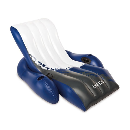 Sezlong Gonflabil idealStore Pentru Apa, Design Special, Doua Camere de Aer, Manere Laterale, Doua Suporturi Pahare, 180 x 135 cm