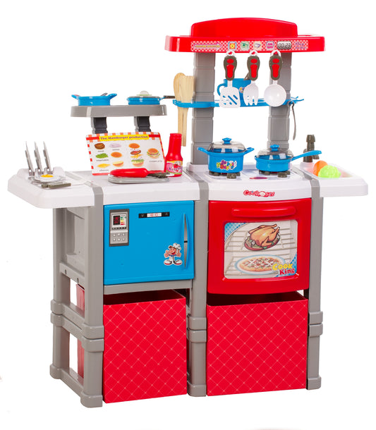 Bucatarie MULTIFUNCTIONALA IDL, SUPERCHEF STUDIO, 82 cm Inaltime, Cu Efecte luminoase si sonore, Dotata cu accesorii simbolice, Dezvolta la copii abilitatile motorice, imaginatia si creativitatea, Este o piesa originala pentru camera copiilor