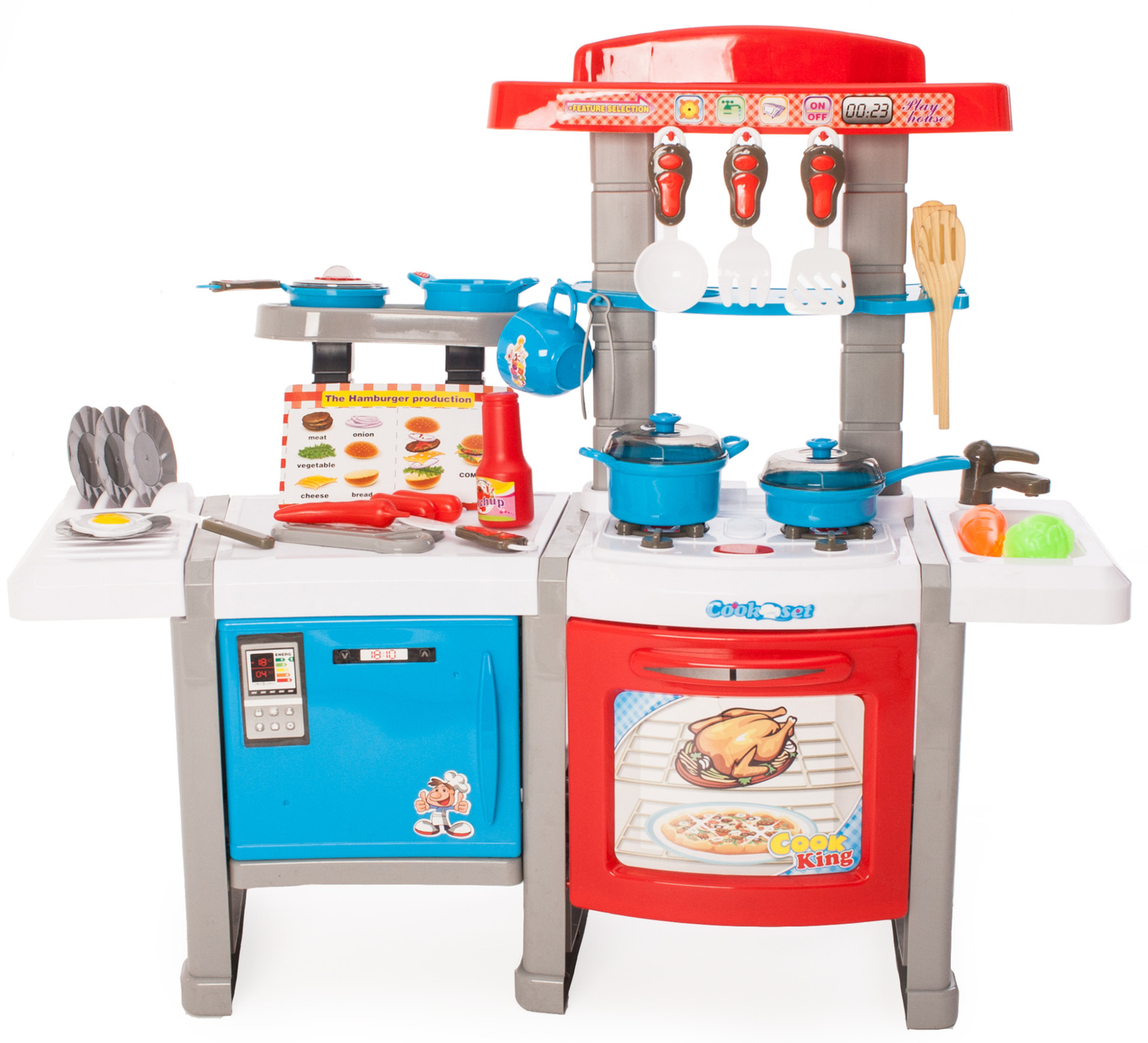 Bucatarie MULTIFUNCTIONALA IDL, CookMaster, 60 cm Inaltime, Cu Efecte luminoase si sonore ce stralucesc in Design Frantuzesc, Dotata cu o Multitudine de elemente simbolice ce contureaza imaginea unui mic bucatar