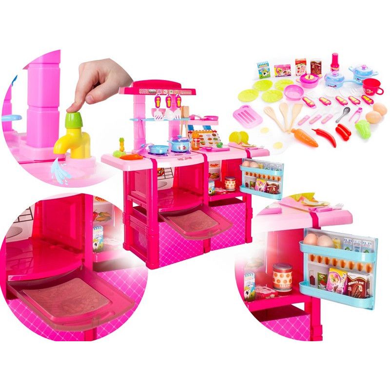Bucatarie MULTIFUNCTIONALA IDL, SUPERCHEF STUDIO, 82 cm Inaltime, Cu Efecte luminoase si sonore, Dotata cu accesorii simbolice, Dezvolta la copii abilitatile motorice, imaginatia si creativitatea, Roz