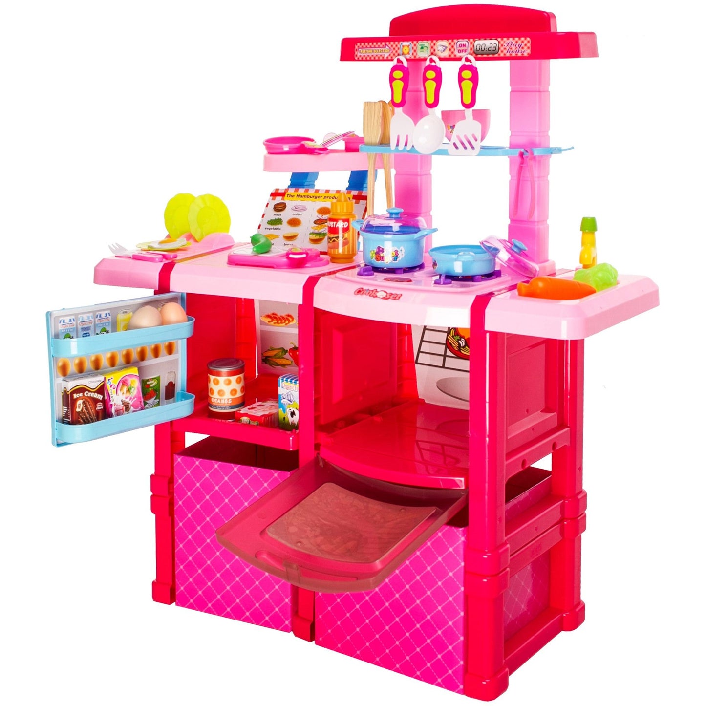 Bucatarie MULTIFUNCTIONALA IDL, SUPERCHEF STUDIO, 82 cm Inaltime, Cu Efecte luminoase si sonore, Dotata cu accesorii simbolice, Dezvolta la copii abilitatile motorice, imaginatia si creativitatea, Roz