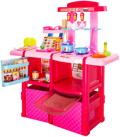 Bucatarie MULTIFUNCTIONALA IDL, SUPERCHEF STUDIO, 82 cm Inaltime, Cu Efecte luminoase si sonore, Dotata cu accesorii simbolice, Dezvolta la copii abilitatile motorice, imaginatia si creativitatea, Roz