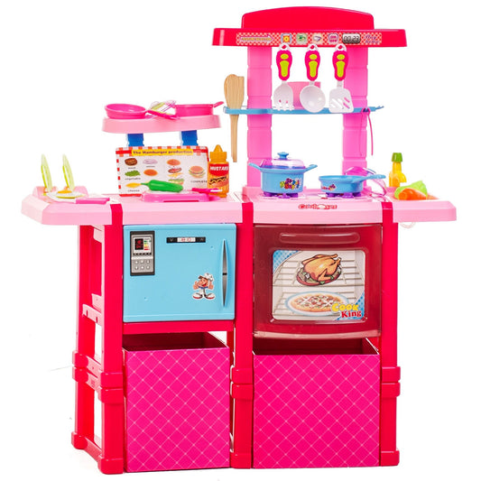 Bucatarie MULTIFUNCTIONALA IDL, SUPERCHEF STUDIO, 82 cm Inaltime, Cu Efecte luminoase si sonore, Dotata cu accesorii simbolice, Dezvolta la copii abilitatile motorice, imaginatia si creativitatea, Roz