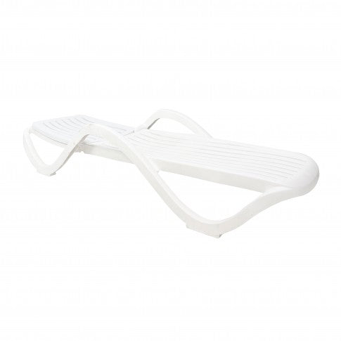Sezlong Plaja Premium idealStore, Structura Plastic Rezistent, Alb, Spatar Reglabil, 191x70.5x40 cm