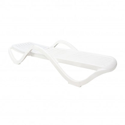 Sezlong Plaja Premium idealStore, Structura Plastic Rezistent, Alb, Spatar Reglabil, 191x70.5x40 cm