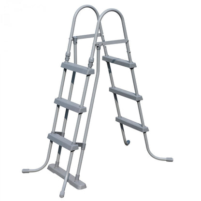 Pscina cu cadru metalic AIX , rotunda, cu pompa de filtrare a apei si scara, cu cadrul metalic rezistent la coroziune, culoare albastru