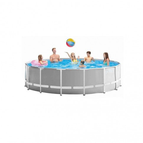 Piscina cu cadru metalic PRO MAX EDITION idealSTORE, Rotunda, cu pompa de filtrare si scara, Dimensiuni 457 x 122 cm, Rezistenta la coroziune, Material PVC, Capacitatea 9150 litri, Greutate 70 KG, Perfecta pentru distractia in familie