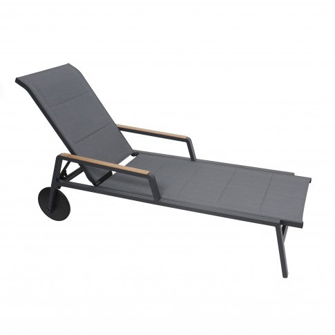 Sezlong Plaja idealStore, Spatar Reglabil, Structura Metal, Tesatura Sintetica, Roti de Cauciuc, 200 x 74 cm