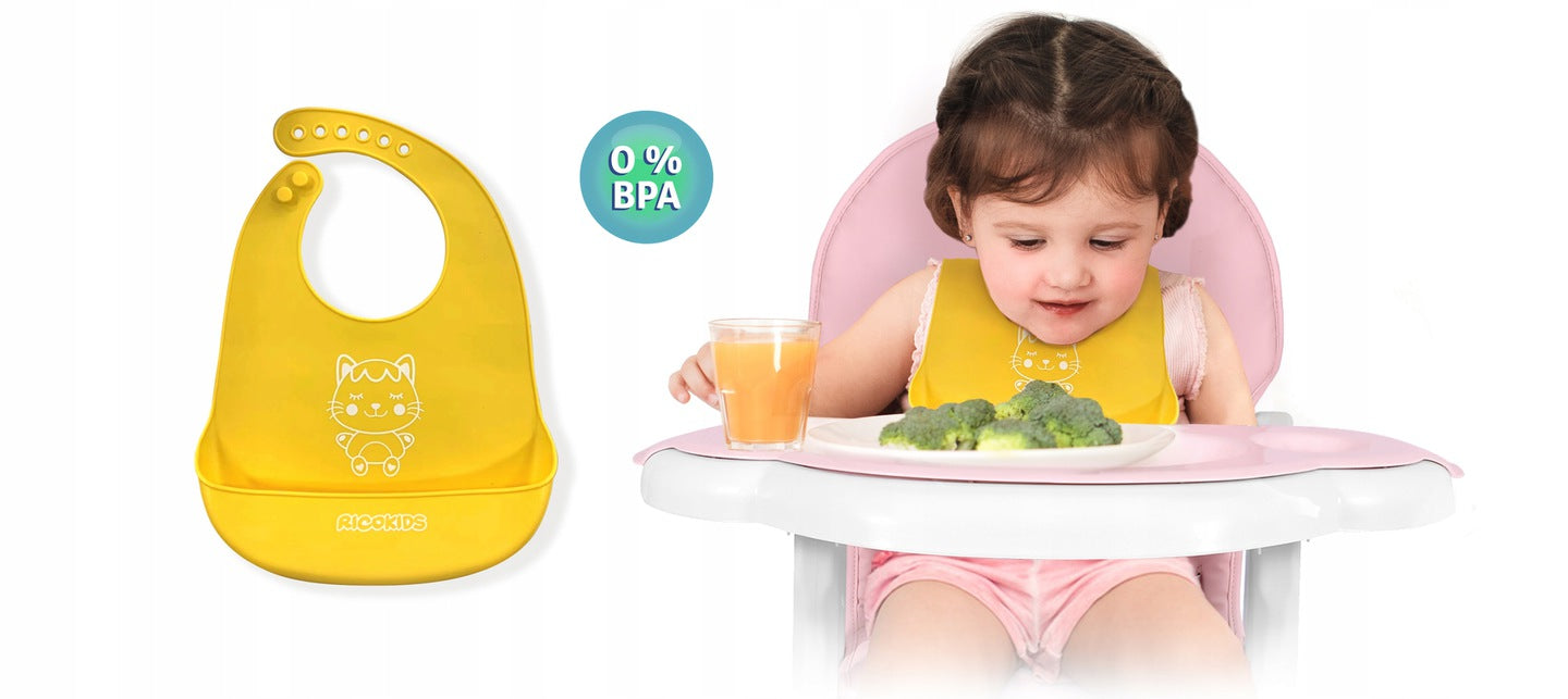 Scaunul de Hranire 5in1 RicoKids idealStore, 6-36 Luni, Centuri de Siguranta in 5 Puncte, Reglarea Inclinarii, Tava Detasabila, Roti Detasabile, Material Rezistent, Babetica, Roz