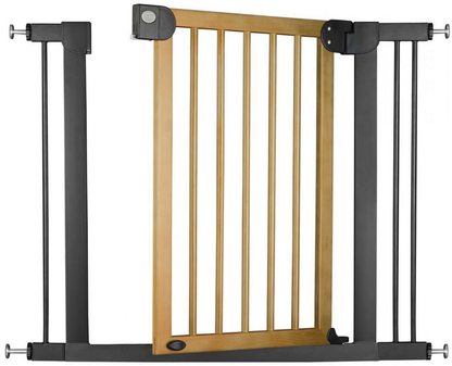 Poarta de Siguranta idealStore Barrier Children pentru Scari, dimensiuni ajustabile 76 - 104 cm, Fabricata din Otel si Lemn, culoare Negru Maro